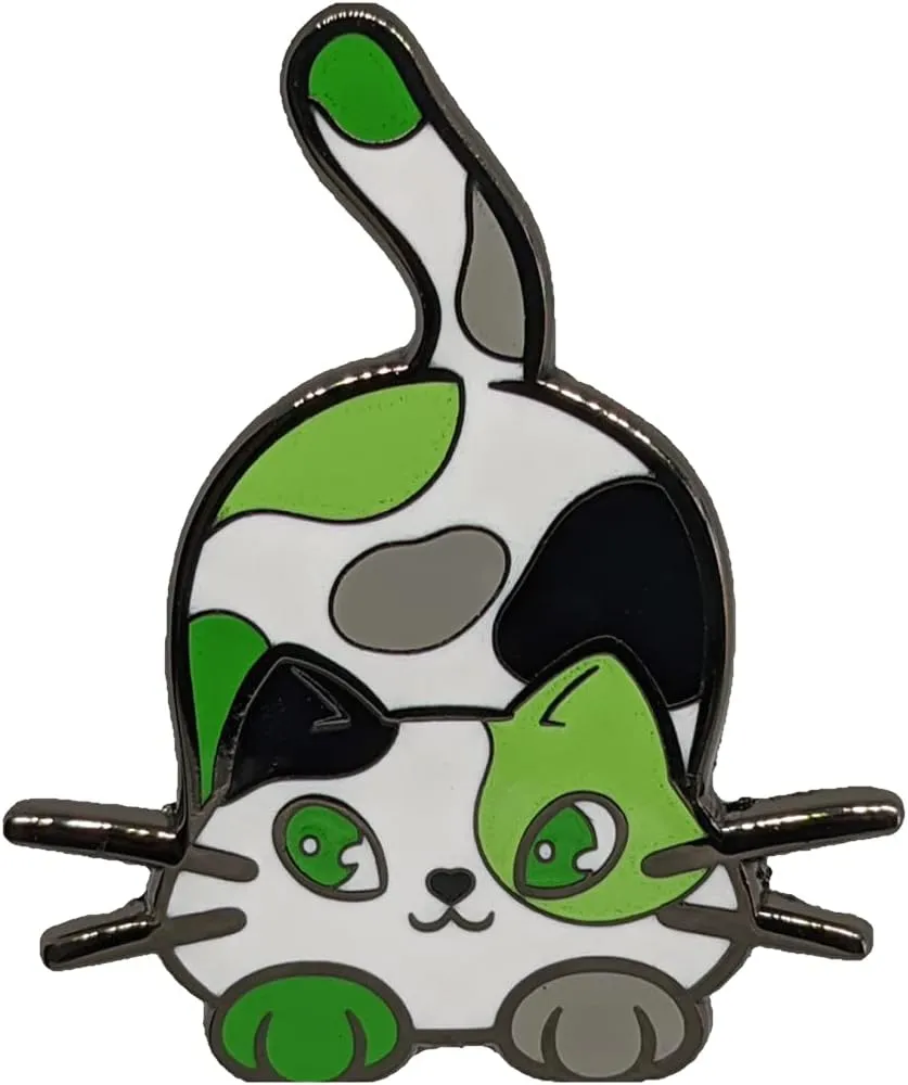 Aro Purride Calico Cat Hard Enamel Pin in Aromantic Pride Flag Colors | LGBTQ  Subtle Pride Jewelry