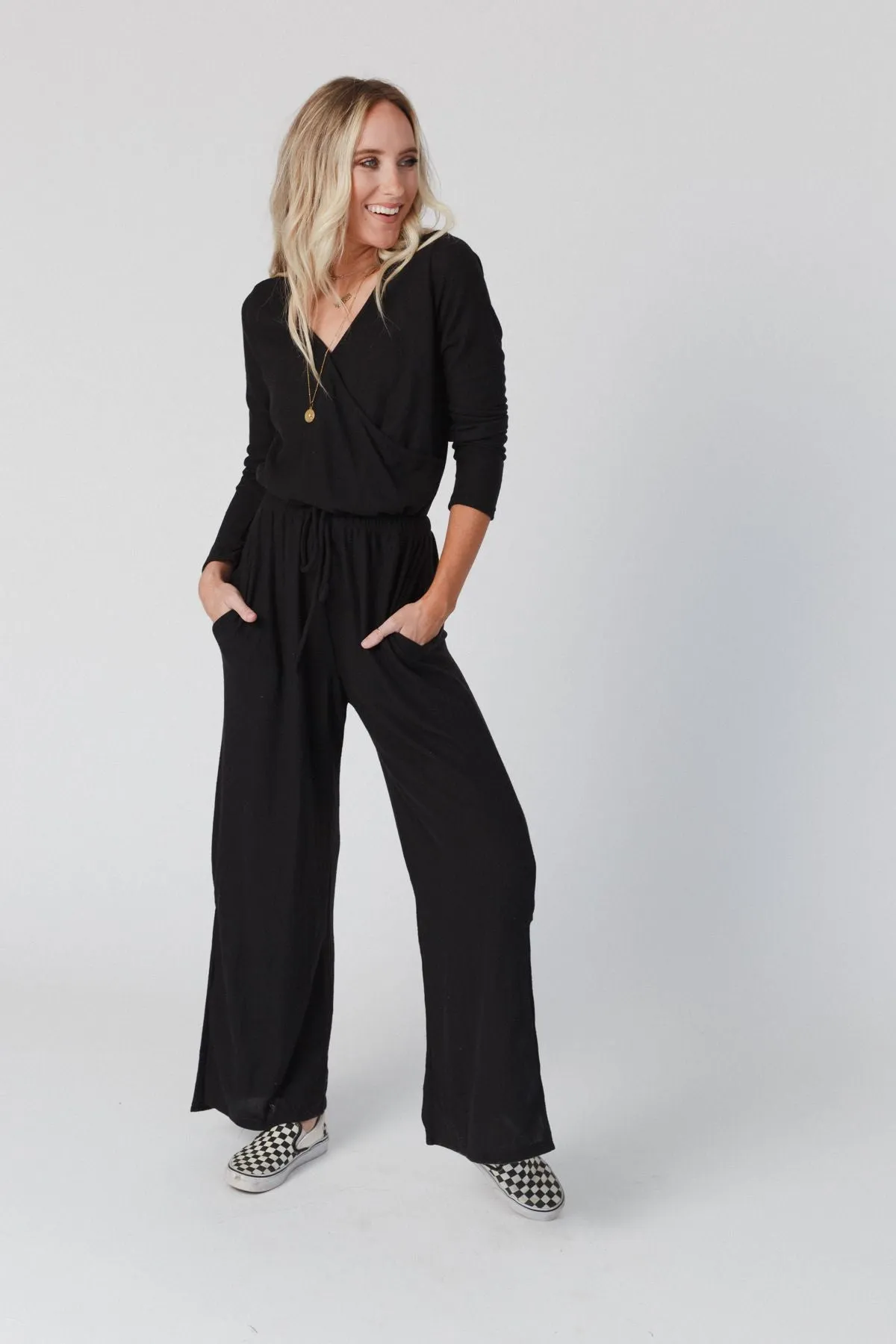 As It Was Cross Front Jumpsuit - Black