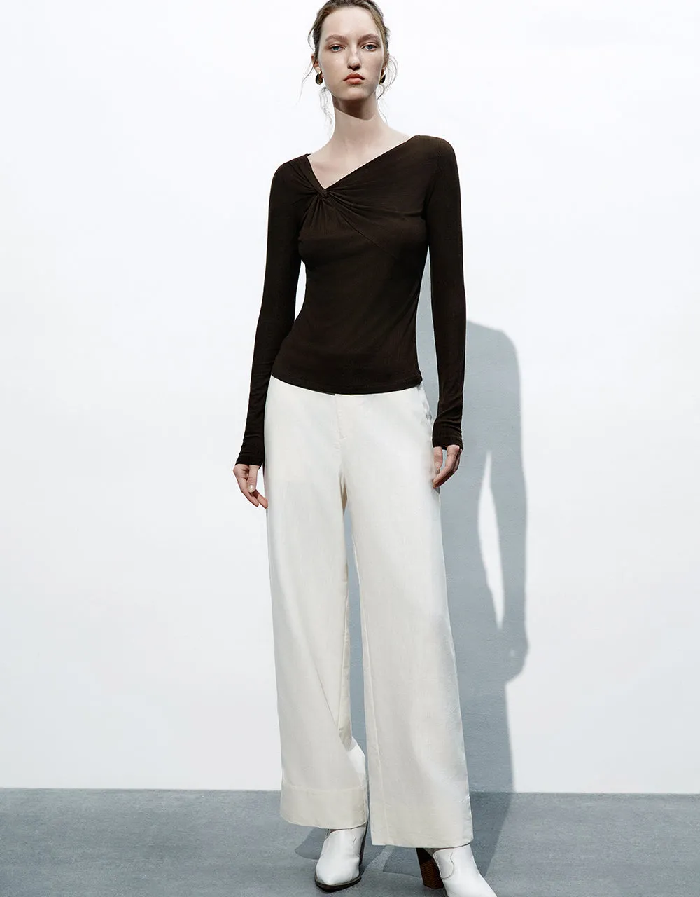 Asymmetric One Shoulder Knitted T-Shirt