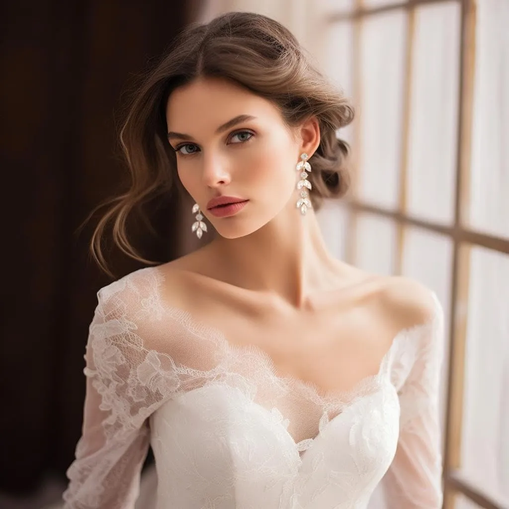 ATIMIGO Elegant Crystal Dangle Wedding Earrings for Brides Sparkly Rhinestone Marquise Drop Dangling Earrings for Women Bridesmaids Prom Formal