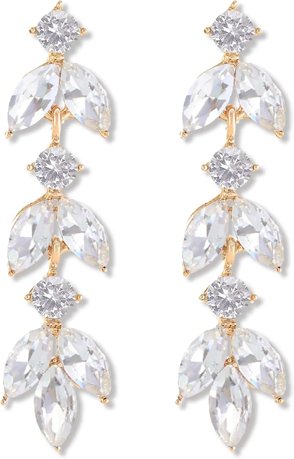 ATIMIGO Elegant Crystal Dangle Wedding Earrings for Brides Sparkly Rhinestone Marquise Drop Dangling Earrings for Women Bridesmaids Prom Formal