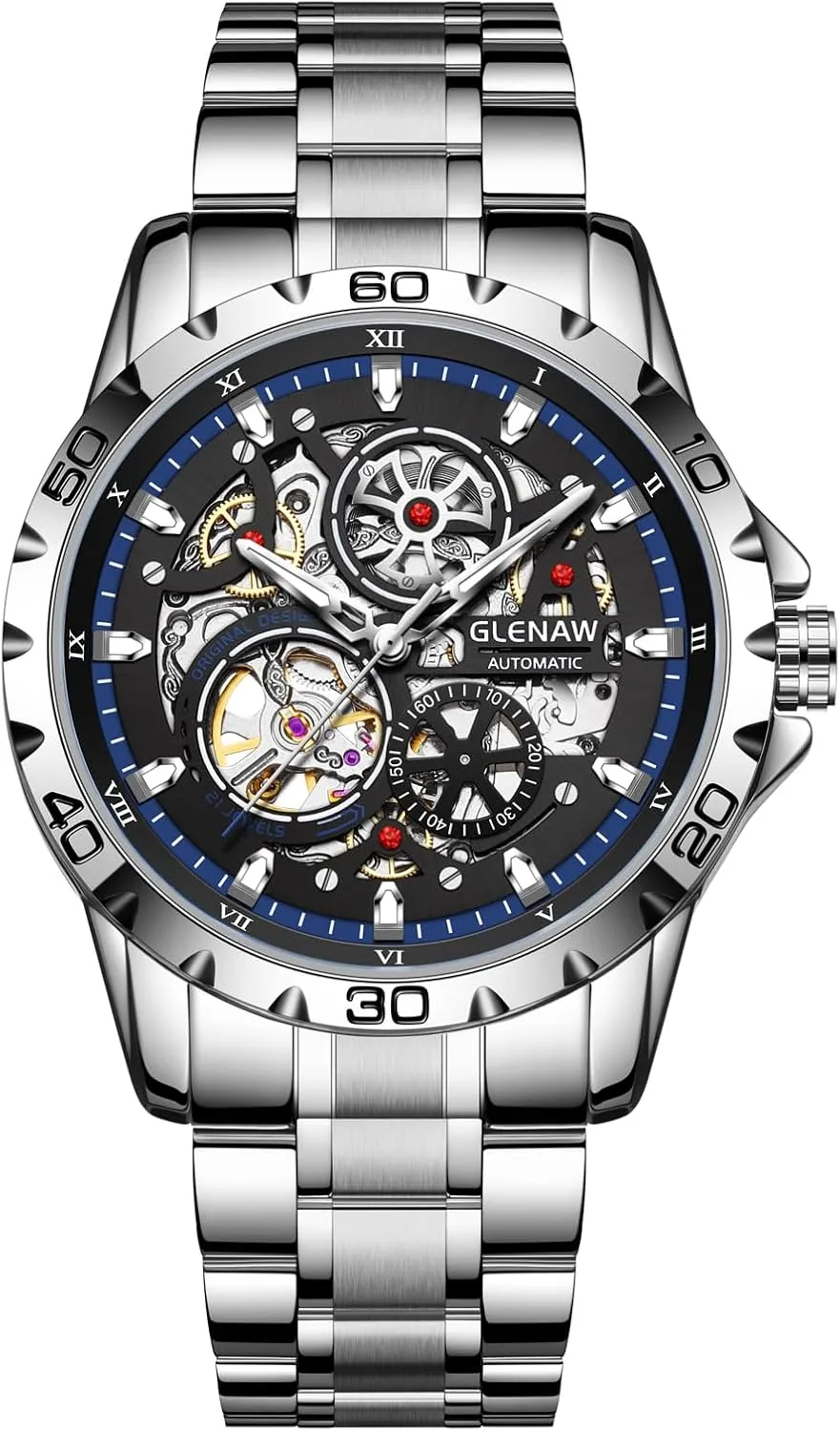 Automatic Watches for Men - Mechanical Self-Winding,Skeleton Dial, 30 ATM Waterproof, with Stainless Steel Band,Wrist Watch - Men's Stylish Gift