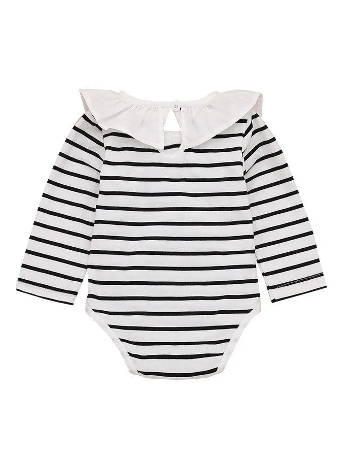 Autumn 3-Piece Baby Girl Striped Romper Jumper Skirt Headband