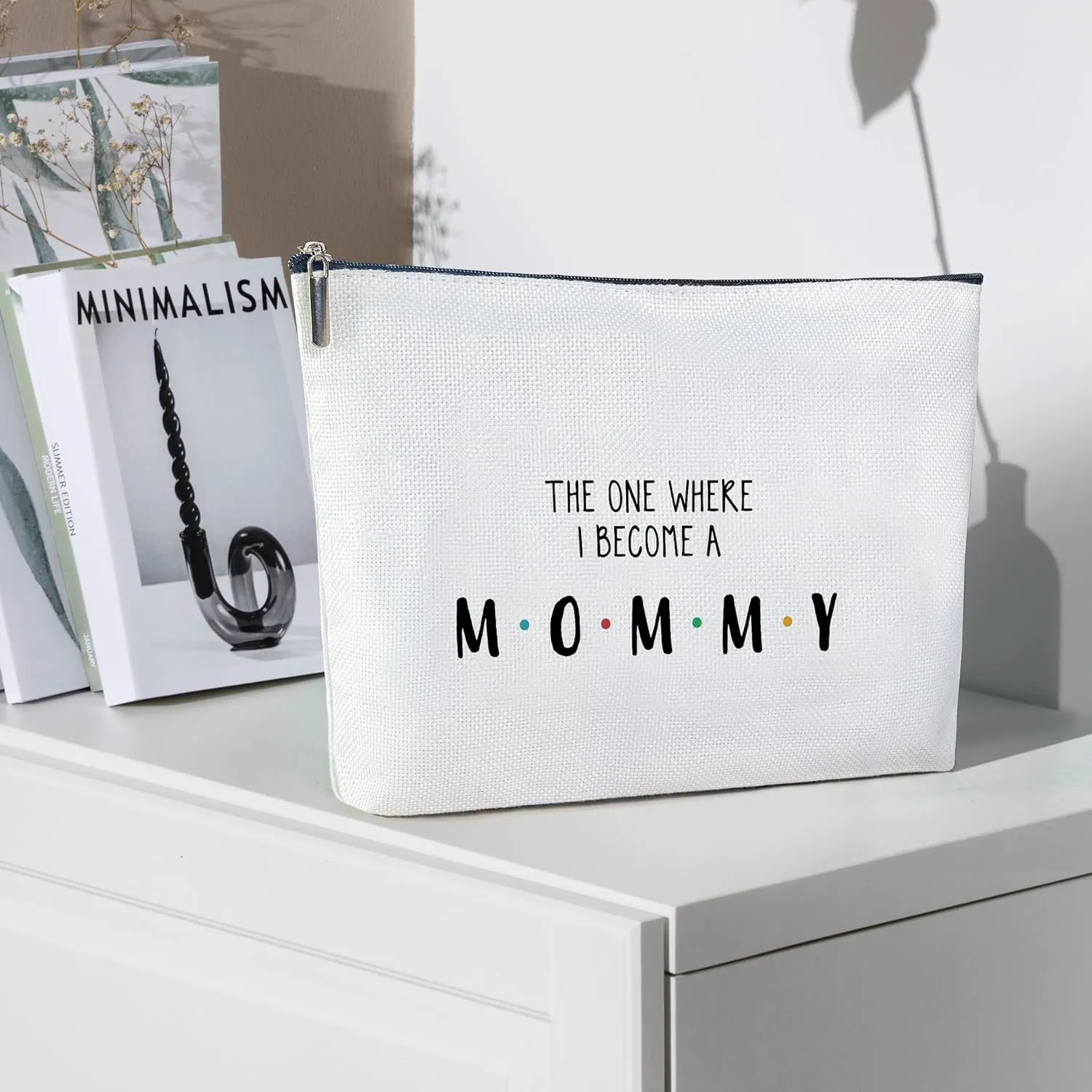 Baby Shower Gifts for Mom,Cotton Canvas Makeup Bag-Become A Mommy, New Mom Gifts for Women, Pregnancy Gifts, First Time Mom Gifts-MKB03