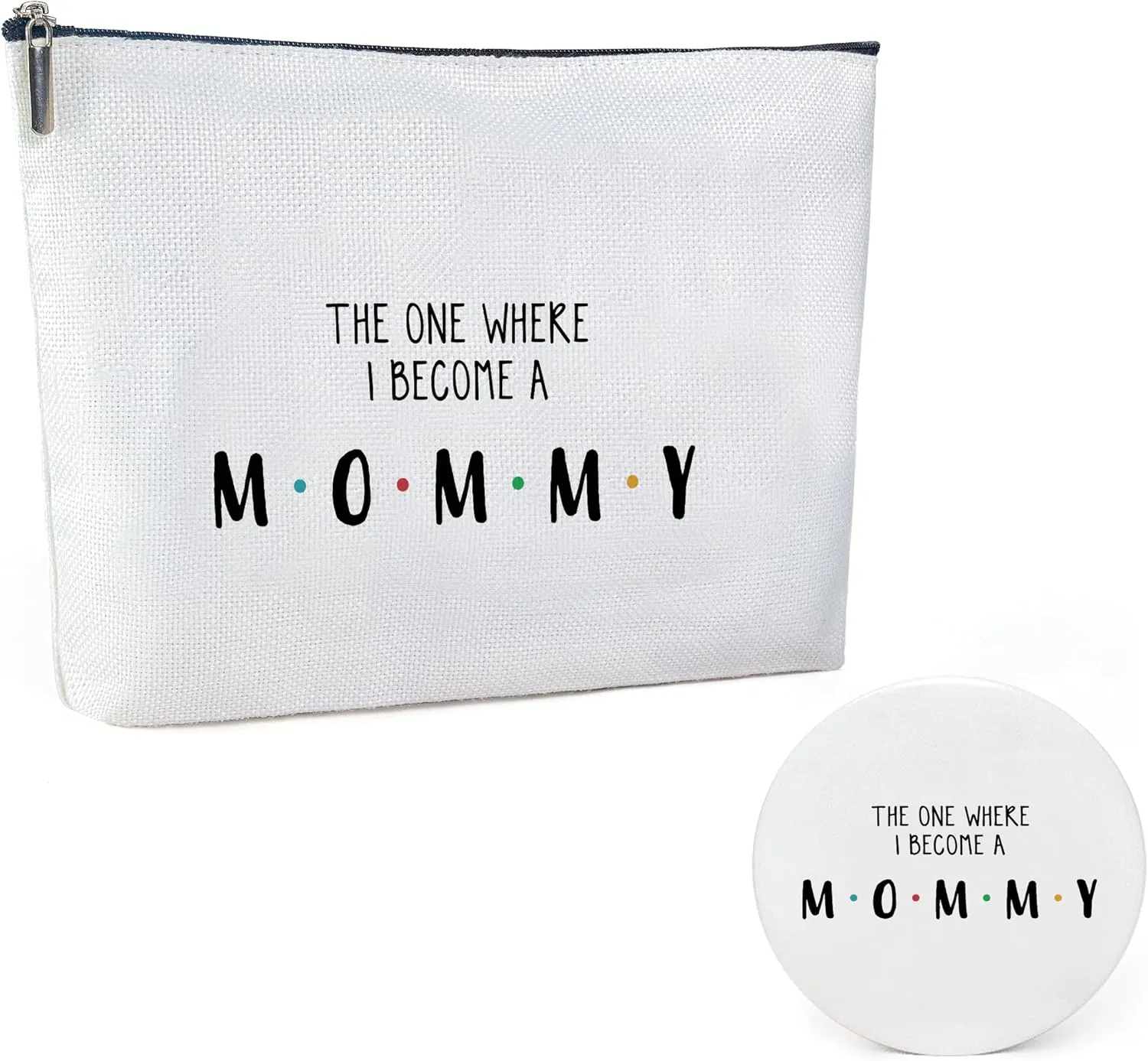 Baby Shower Gifts for Mom,Cotton Canvas Makeup Bag-Become A Mommy, New Mom Gifts for Women, Pregnancy Gifts, First Time Mom Gifts-MKB03
