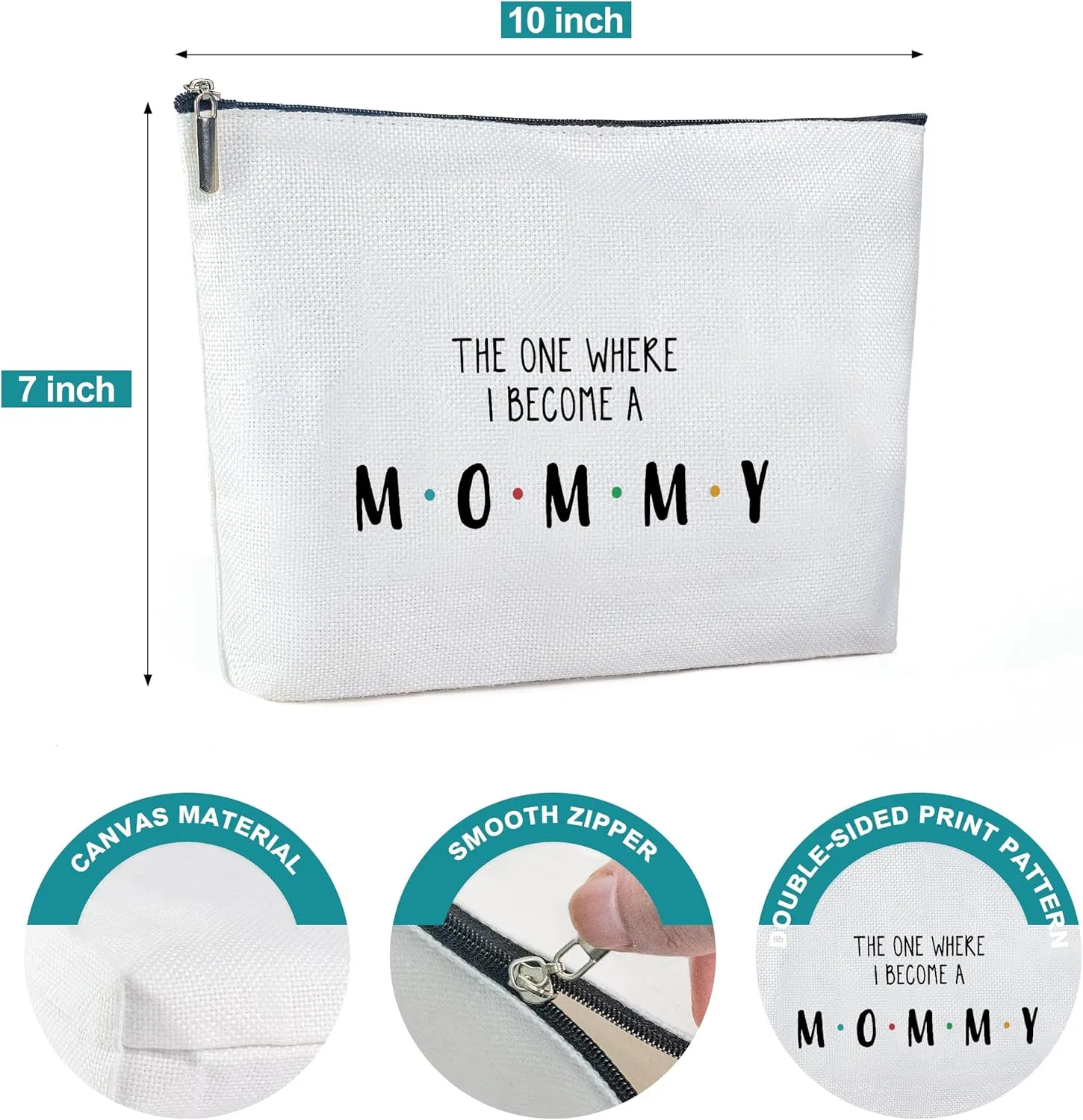 Baby Shower Gifts for Mom,Cotton Canvas Makeup Bag-Become A Mommy, New Mom Gifts for Women, Pregnancy Gifts, First Time Mom Gifts-MKB03