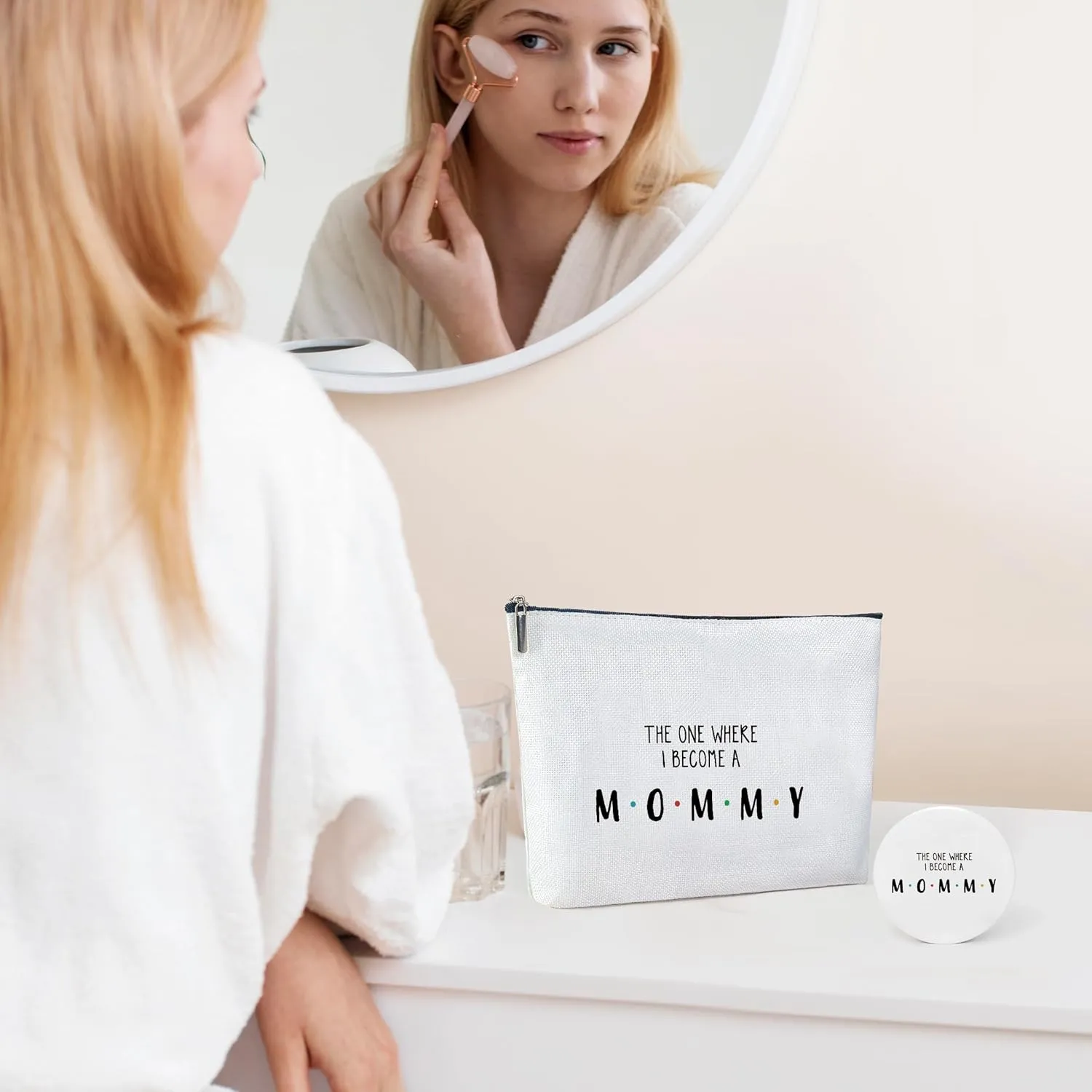 Baby Shower Gifts for Mom,Cotton Canvas Makeup Bag-Become A Mommy, New Mom Gifts for Women, Pregnancy Gifts, First Time Mom Gifts-MKB03