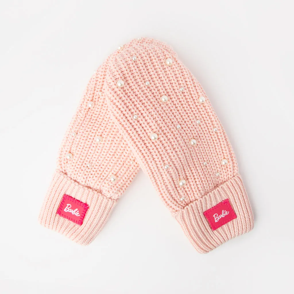 Barbie™ Blush Pearled Knit Mittens