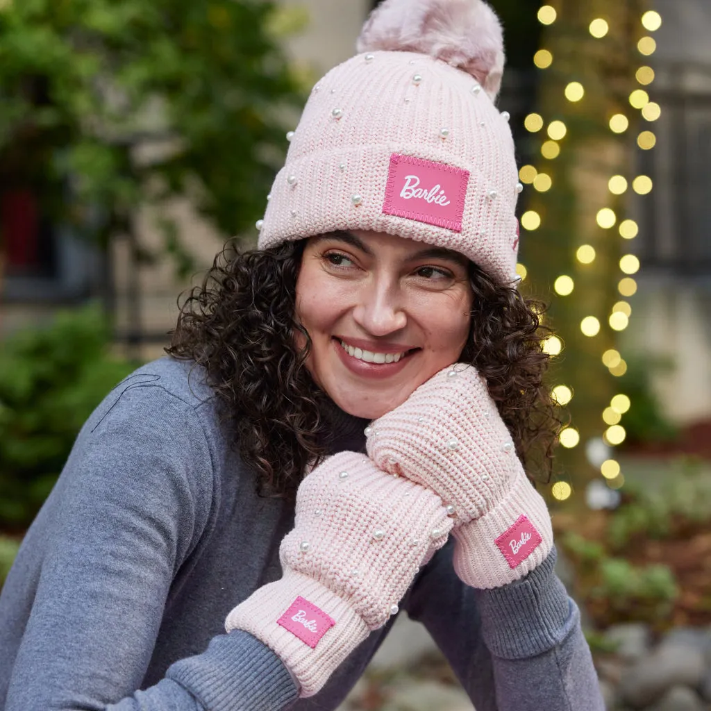 Barbie™ Blush Pearled Knit Mittens