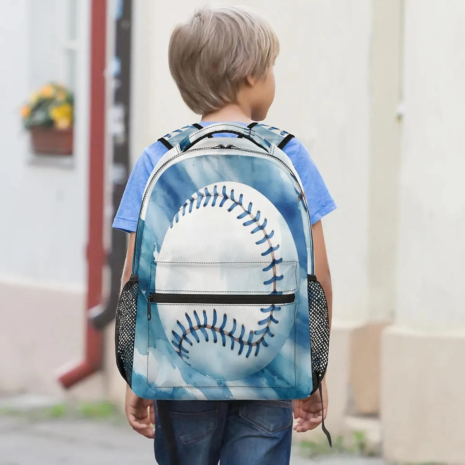 Baseball Casual Backpack 16 Inch Laptop Backpacks Lightweight Waterproof Travel Casual Daypack for Picnic Camping Business