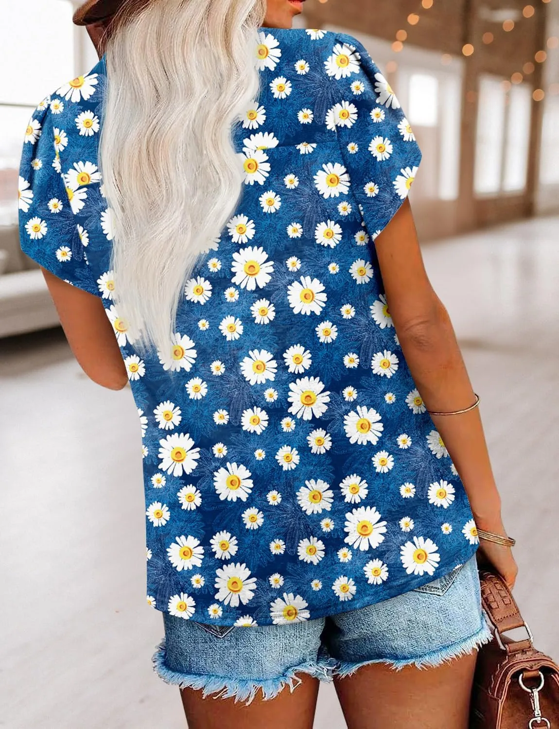 BETTE BOUTIK Womens Summer Shirts Short Sleeve V Neck Tunic Tops Casual Fashion Blouses
