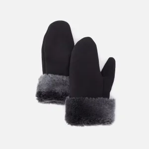 Black Snug Sheepskin Mitten in Aston Leather - Medium