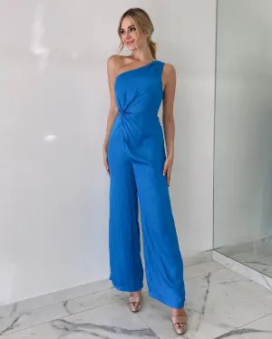 Blue One Shoulder Jumpsuit