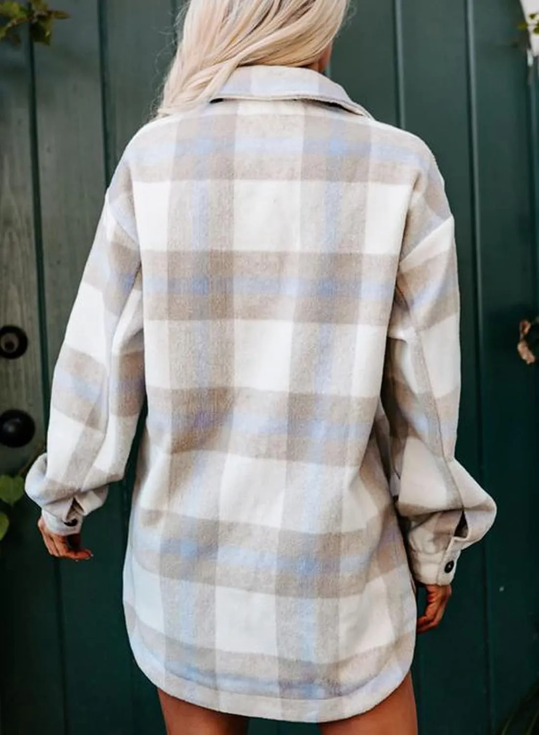 BTFBM Women's Long Sleeve Button Down Jackets Plaid Flannel Shirts Tops Casual Lapel V Neck Oversized Shackets Blouses Top