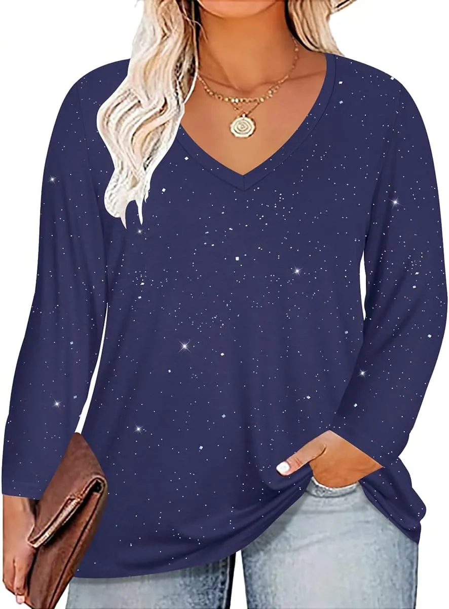 CARCOS Plus Size Tops for Women Twist Knotted Shirts Raglan Tunic Blouses L-5XL