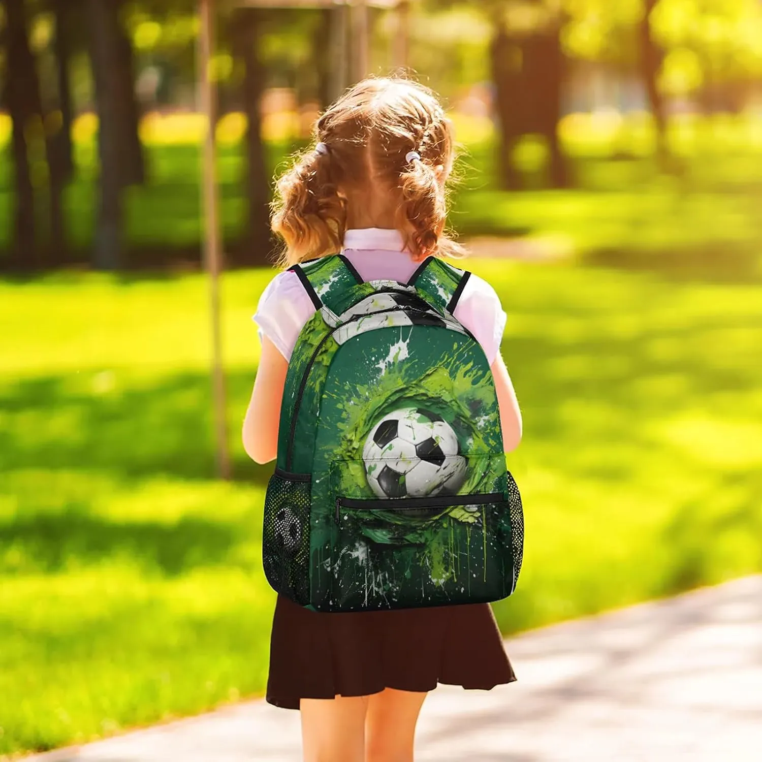 Cartoon Football Casual Backpack 16 Inch Laptop Backpacks Lightweight Waterproof Travel Casual Daypack for Picnic Camping Business