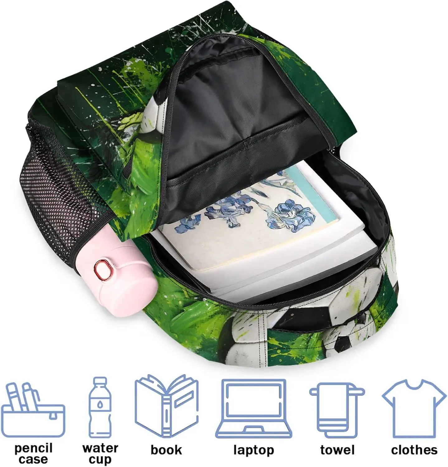 Cartoon Football Casual Backpack 16 Inch Laptop Backpacks Lightweight Waterproof Travel Casual Daypack for Picnic Camping Business