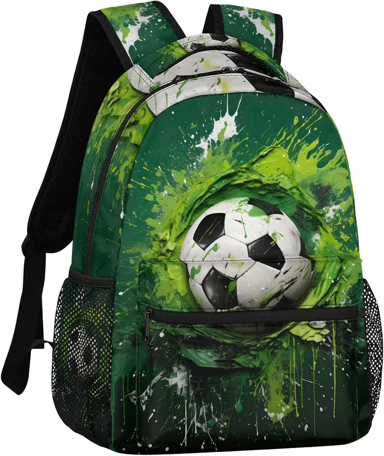 Cartoon Football Casual Backpack 16 Inch Laptop Backpacks Lightweight Waterproof Travel Casual Daypack for Picnic Camping Business