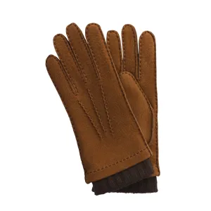 Cashmere-Lined Leather Gloves in Camel Brown