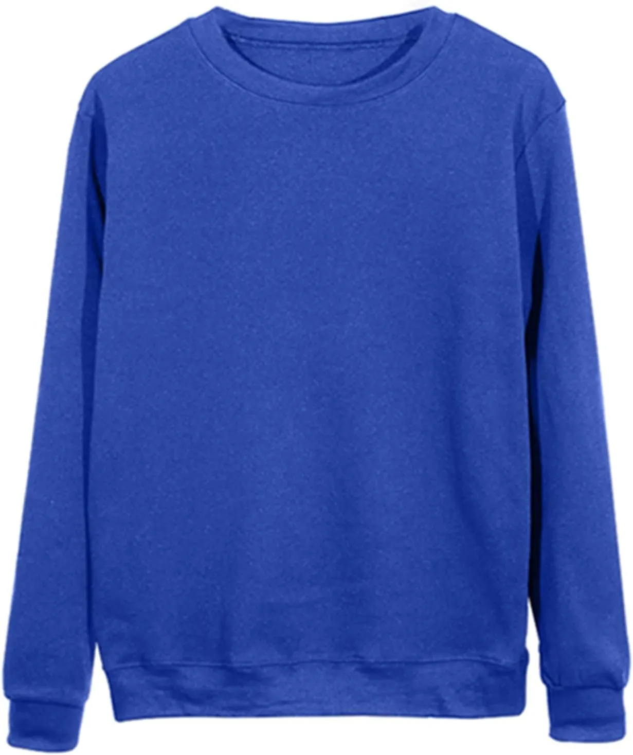 Casual Crewneck Sweatshirt for Women 2025 Spring Fall Tops Plain Color Long Sleeve Sweater Fuzzy Shirts
