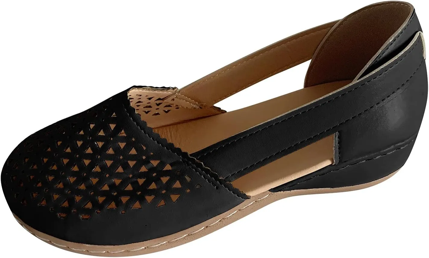Cathalem Sandals For Women Closed Toe Wedge Sandals Low Heel Breathable Hollow Out Sandals Casual Summer Sandals