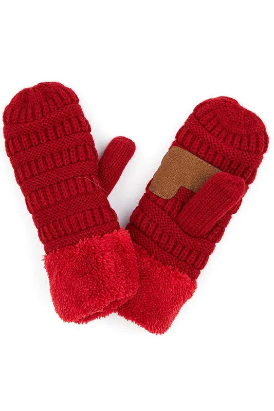CC solid color knitted mittens