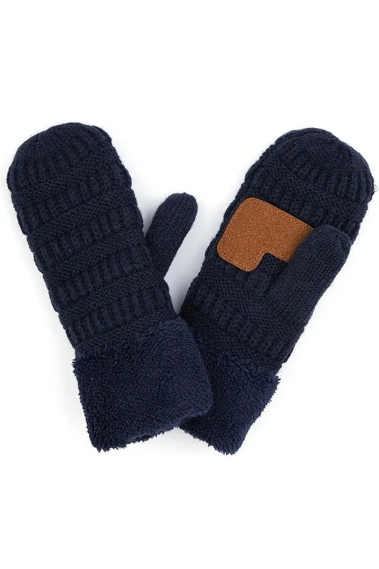 CC solid color knitted mittens