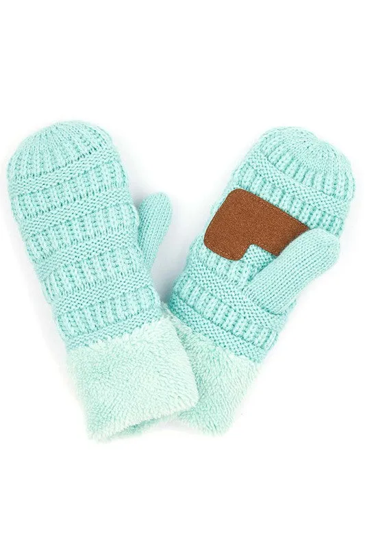 CC solid color knitted mittens