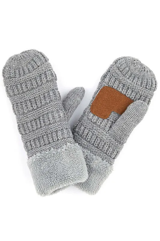 CC solid color knitted mittens