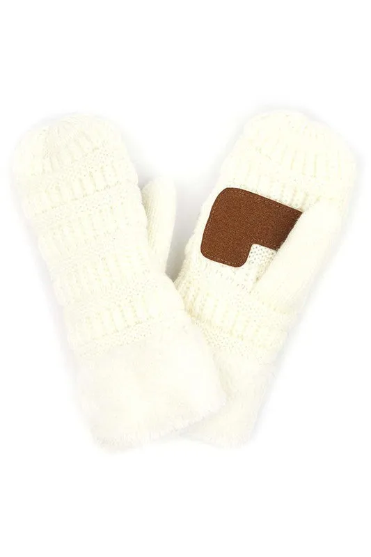 CC solid color knitted mittens
