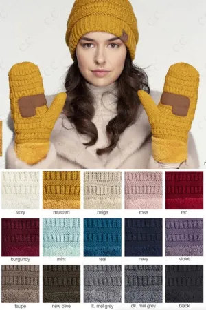 CC solid color knitted mittens