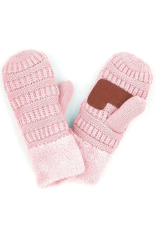 CC solid color knitted mittens