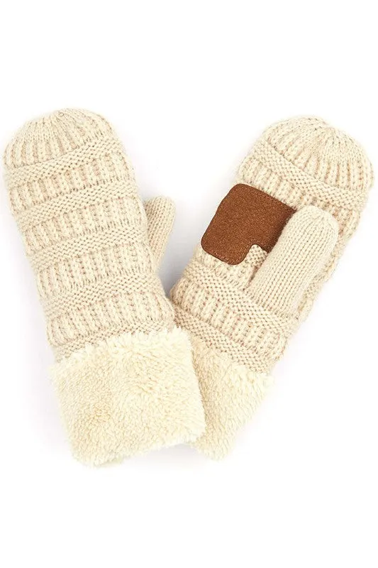 CC solid color knitted mittens