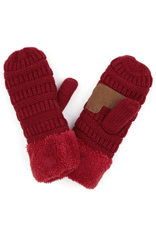 CC solid color knitted mittens