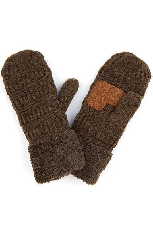 CC solid color knitted mittens