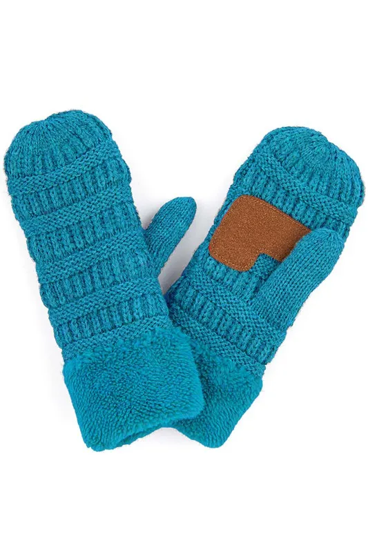 CC solid color knitted mittens