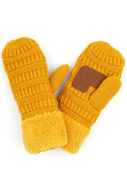 CC solid color knitted mittens