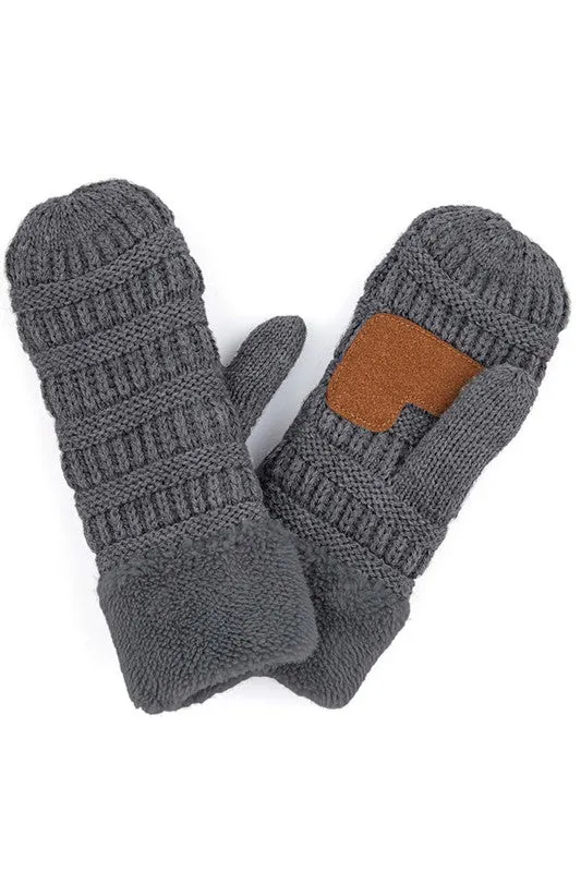 CC solid color knitted mittens