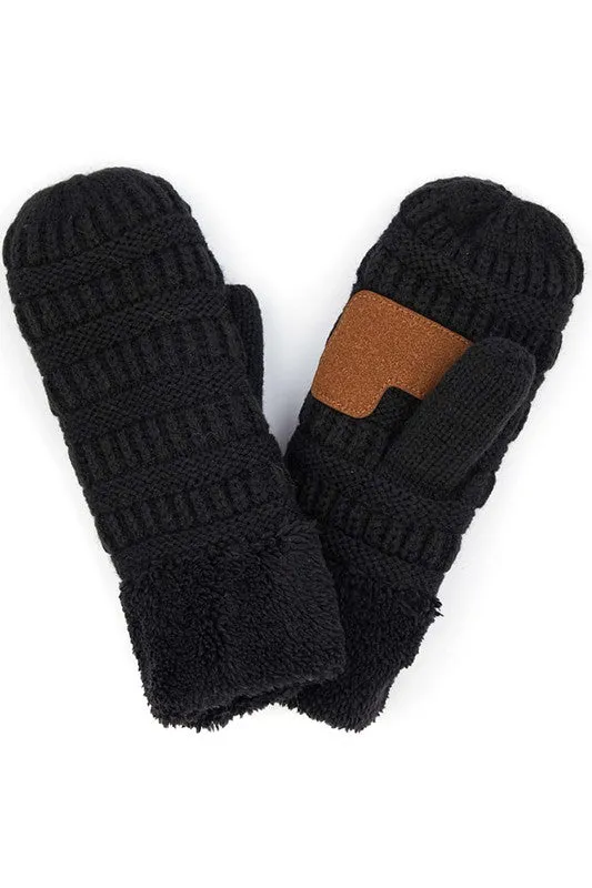 CC solid color knitted mittens