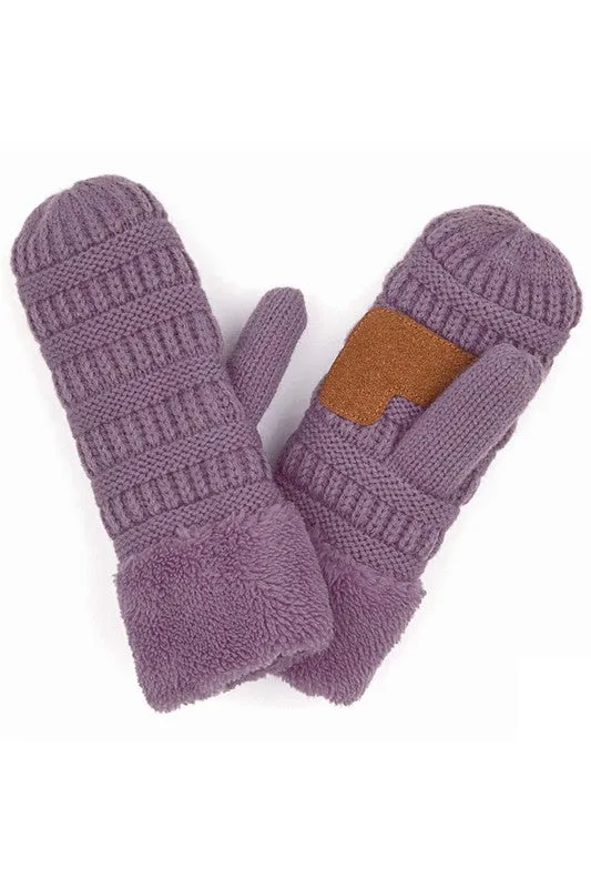 CC solid color knitted mittens