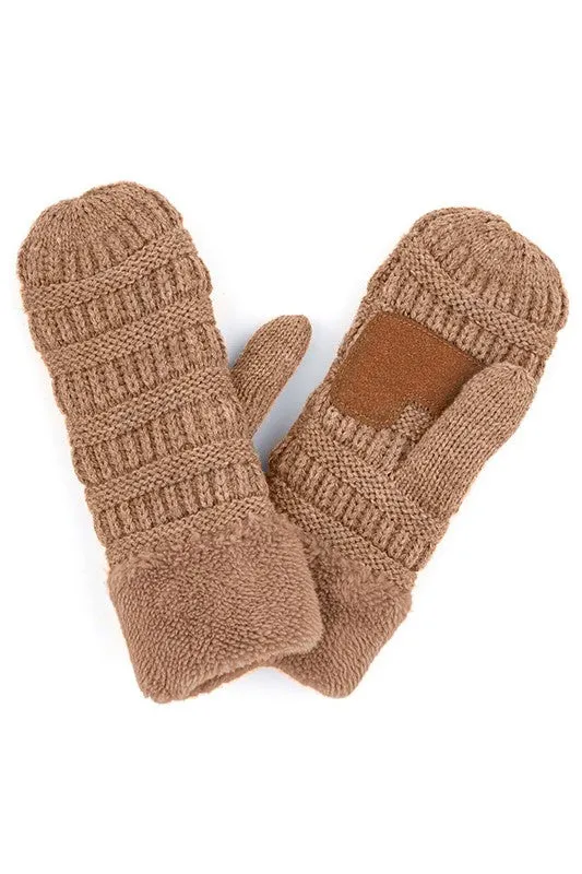 CC solid color knitted mittens