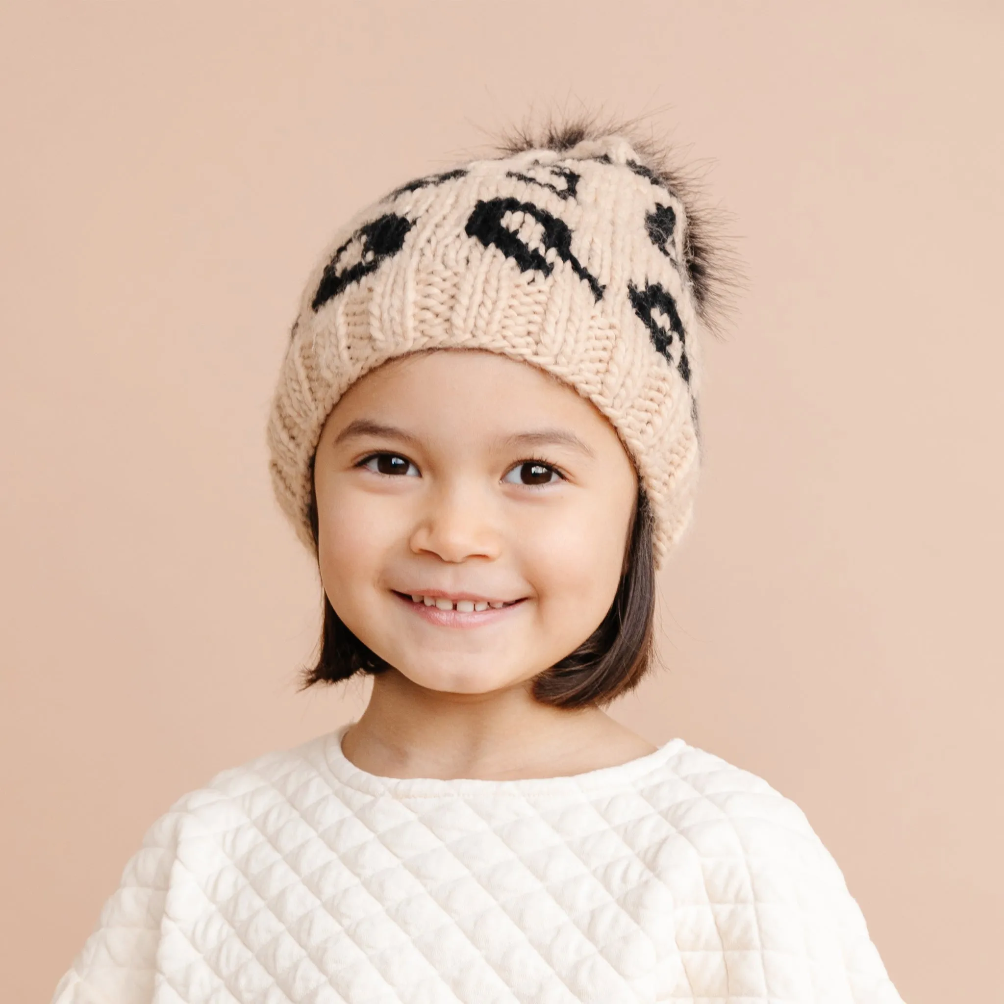 Cheetah Hat, Cardigan, Mittens Set, Latte/black