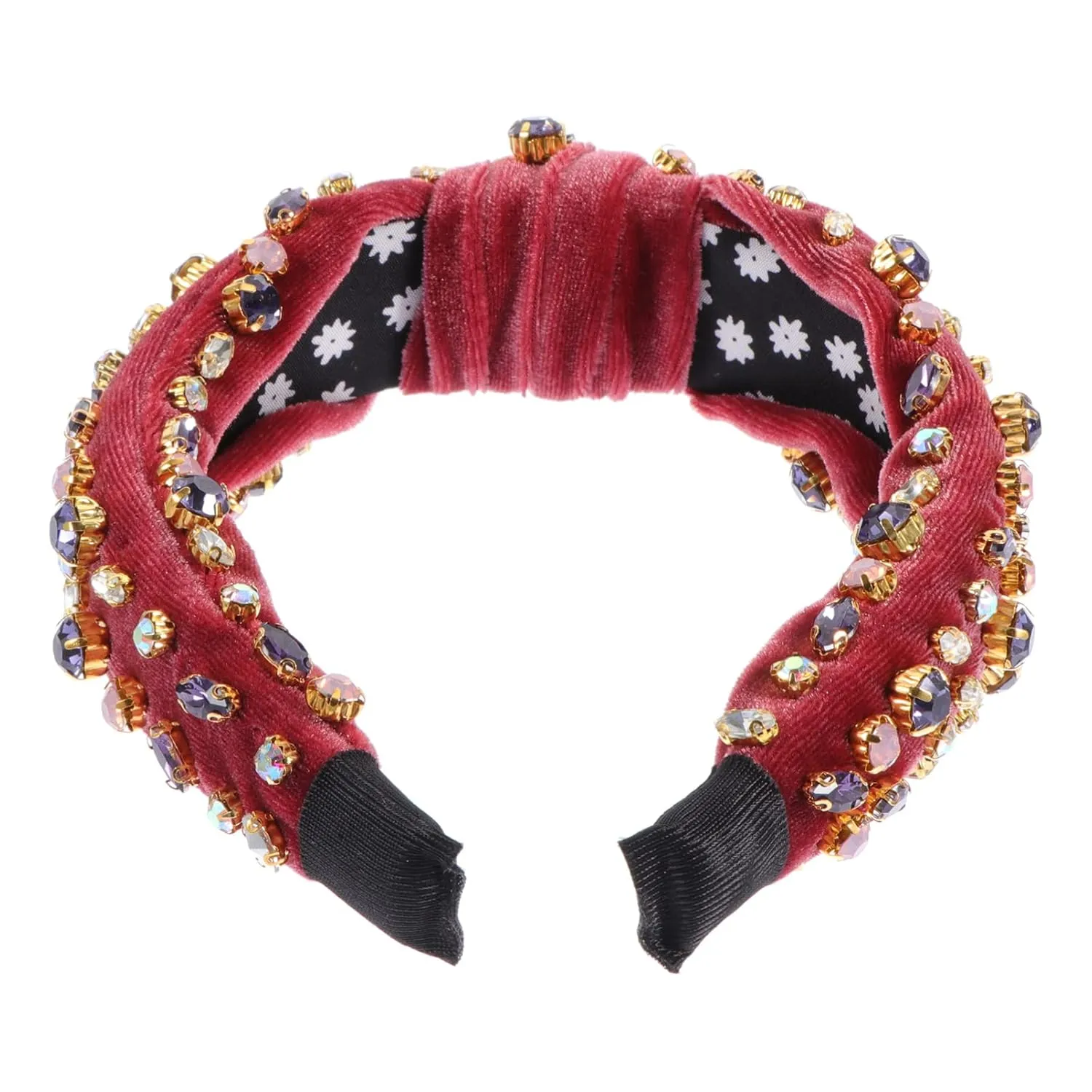 Chic Rhinestone Hair Decor for Women Embroidered Headband Silk for Occasions