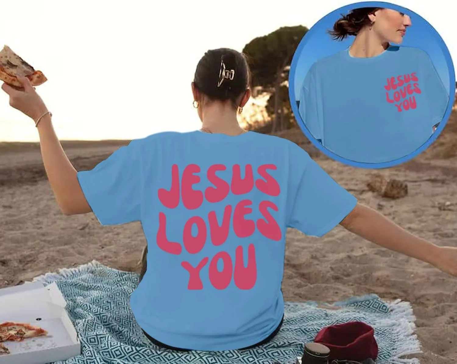 Christian Jesus Shirts for Women Oversized Jesus Loves You Tshirts Religious Faith Shirt Inspirational Graphic Tees