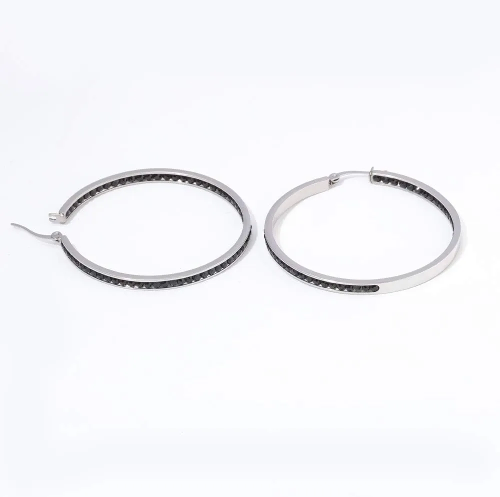 CiNily Mult-colors Crystal Stainless Steel Hoop Earring for Women Hypoallergenic Jewelry for Sensitive Ears Large Big Hoop Earrings 2"