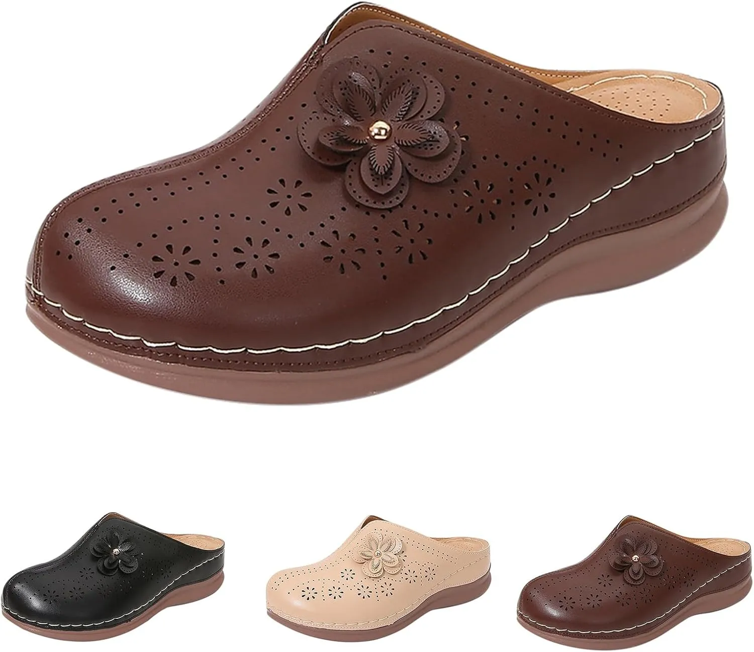 Clogs for Women Flowr Close Toe Wedge Sandals with Arch Support Summer Slip On Orthopedic Sandals Comfortable Slingback Mules