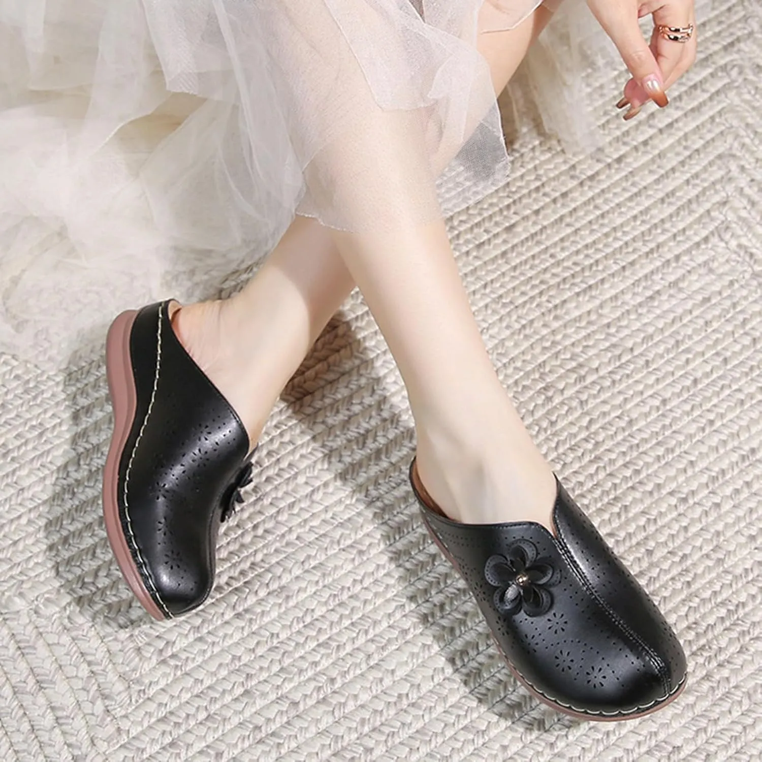 Clogs for Women Flowr Close Toe Wedge Sandals with Arch Support Summer Slip On Orthopedic Sandals Comfortable Slingback Mules