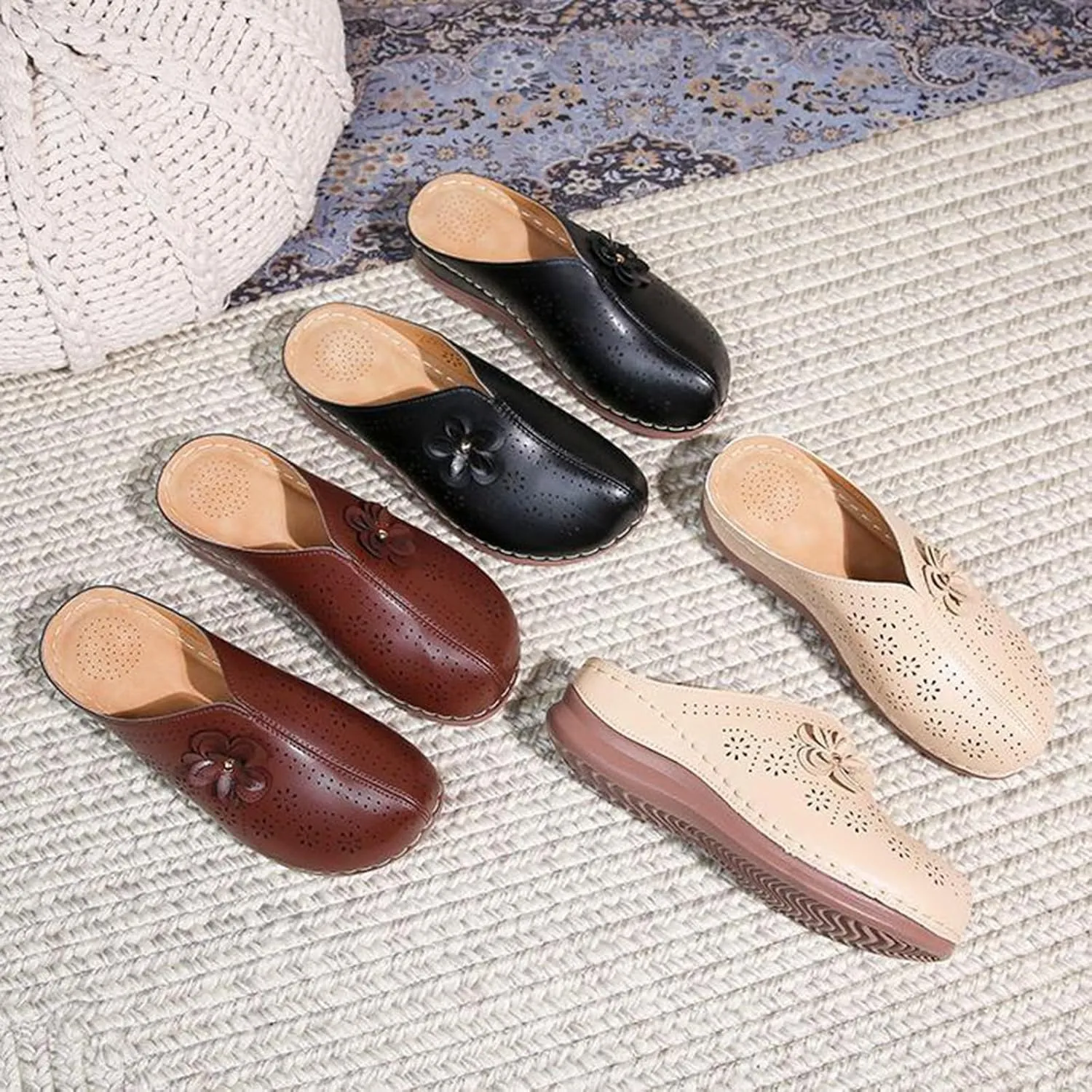 Clogs for Women Flowr Close Toe Wedge Sandals with Arch Support Summer Slip On Orthopedic Sandals Comfortable Slingback Mules