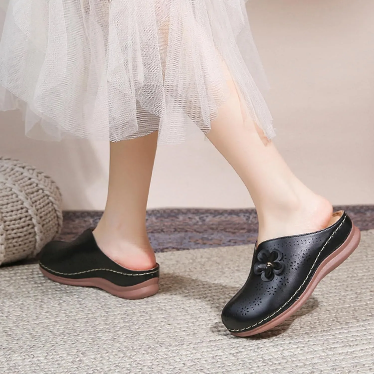 Clogs for Women Flowr Close Toe Wedge Sandals with Arch Support Summer Slip On Orthopedic Sandals Comfortable Slingback Mules