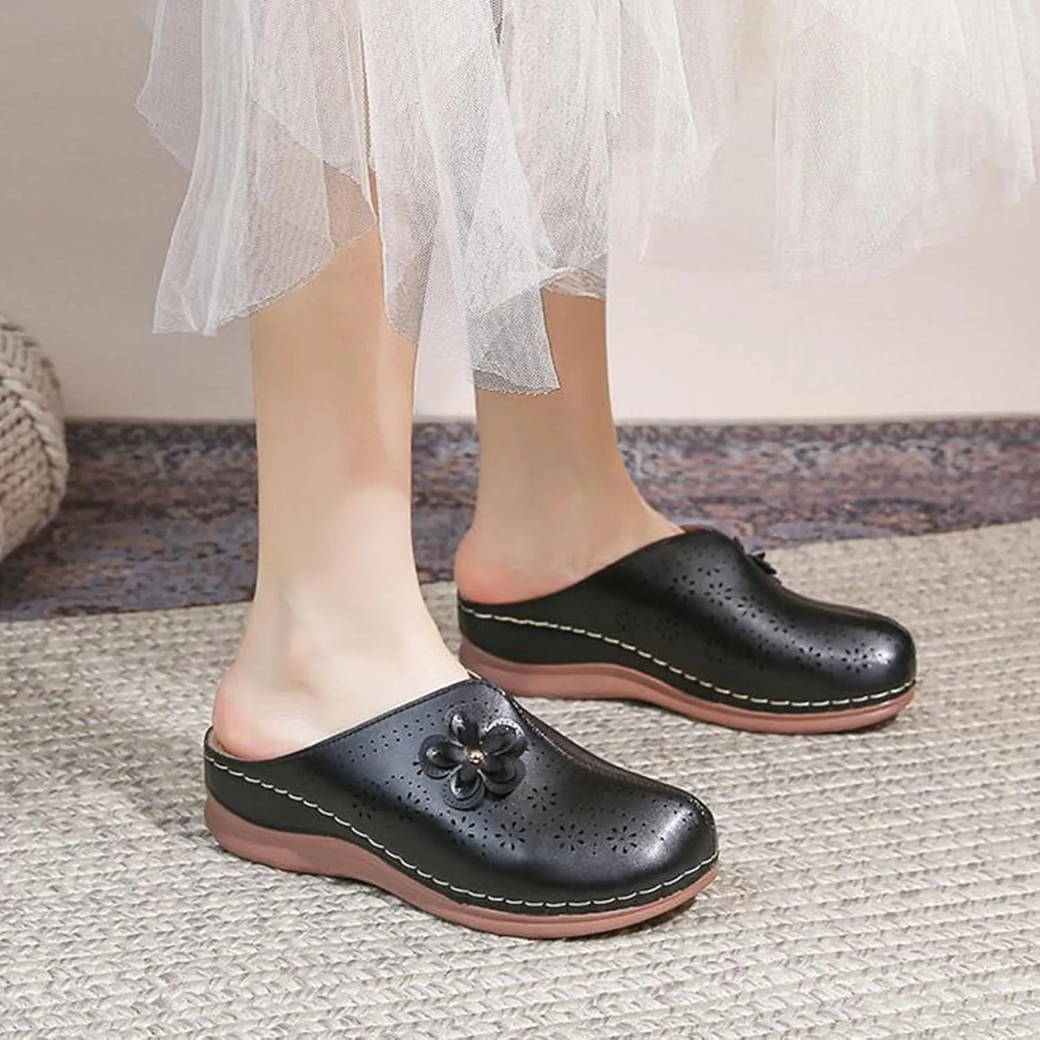 Clogs for Women Flowr Close Toe Wedge Sandals with Arch Support Summer Slip On Orthopedic Sandals Comfortable Slingback Mules
